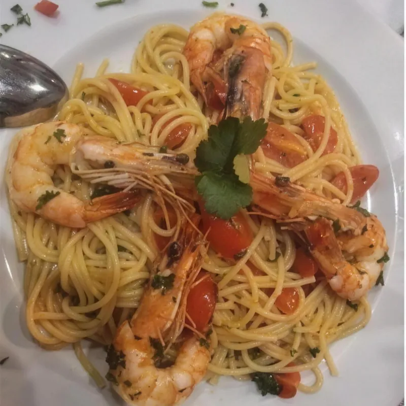Spaghetti mit Garnelen