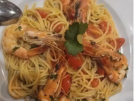 Spaghetti mit Garnelen